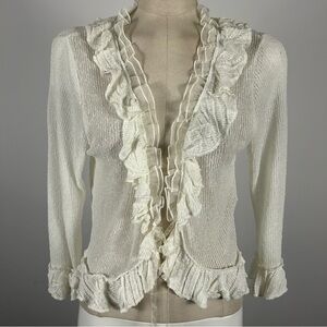 Jane & John White Ruffle Bell Sleeve Cardigan - Coquette Balletcore XL❤️